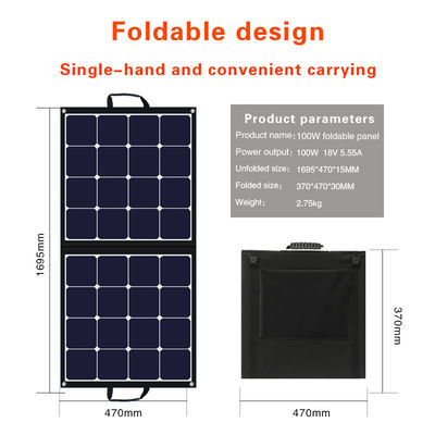 Modulo solare portatile all'aperto pannello solare pieghevole da 24V a 100w per viaggiare