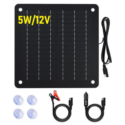 Kit di pannelli di caricabatterie solari monocristallino portatile da 5W per auto