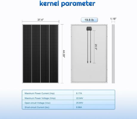 Cella rigida del pannello solare monocristallino fotovoltaico 12V 180W Compact