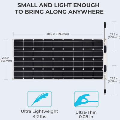 RV marino sottile 100w pannello solare flessibile cellula IP68 impermeabile ODM