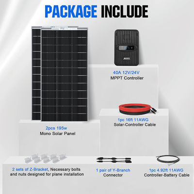 Kit di pannelli solari monocristallini MPPT Off Grid 400 Watt 12V