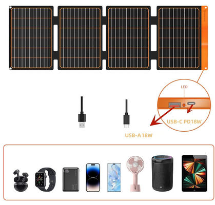 Modulo fotovoltaico monocristallino a carica solare portatile USB pieghevole 18W