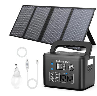 FTB70000 Power Bank con generatore solare da 350 Watt, pannello solare da 60 Watt e kit di luci a LED USB da 10 Watt