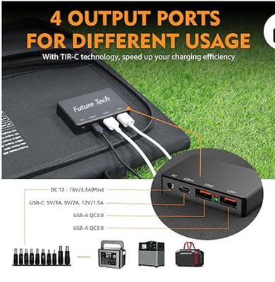FTB70000 Power Bank con generatore solare da 350 Watt, pannello solare da 60 Watt e kit di luci a LED USB da 10 Watt
