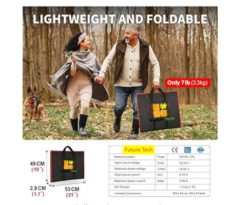 FT60 pannello solare pieghevole 60w caricabatterie copertura impermeabile IP65 con nero
